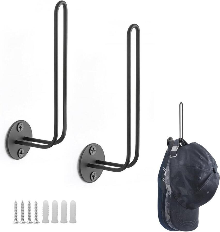 Allecto Plus Caphouder voor aan de wand Garderobe accessoire Hoedenplank voor mutsen en hoeden Opbergwand voor accessoires 2 stuks