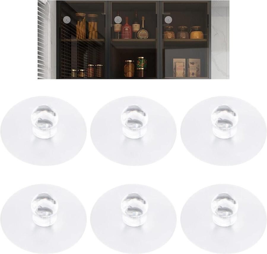 Allecto Premium Lade Knoppen Zelfklevend 6 stuks Sferisch Acryl voor Venster Garderobe Keuken Eenvoudige Installatie Zonder Boren