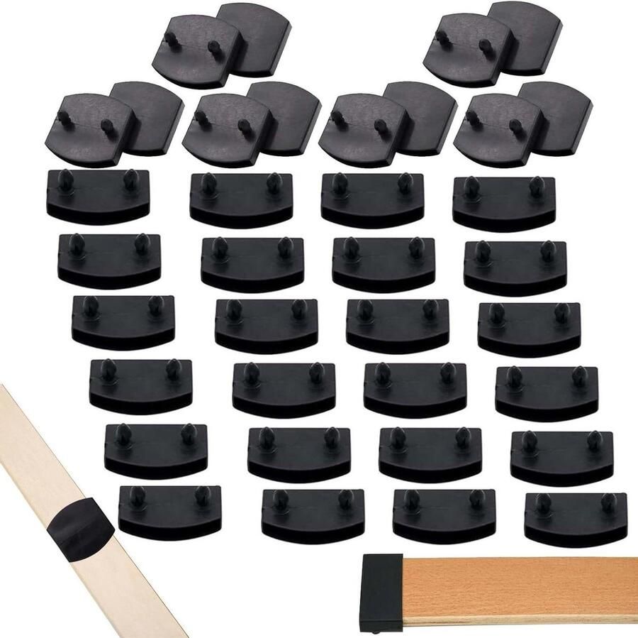 Allecto Plus Complete Set vervangende lattenbodemhouders voor bedden Zwart 36 Stuks