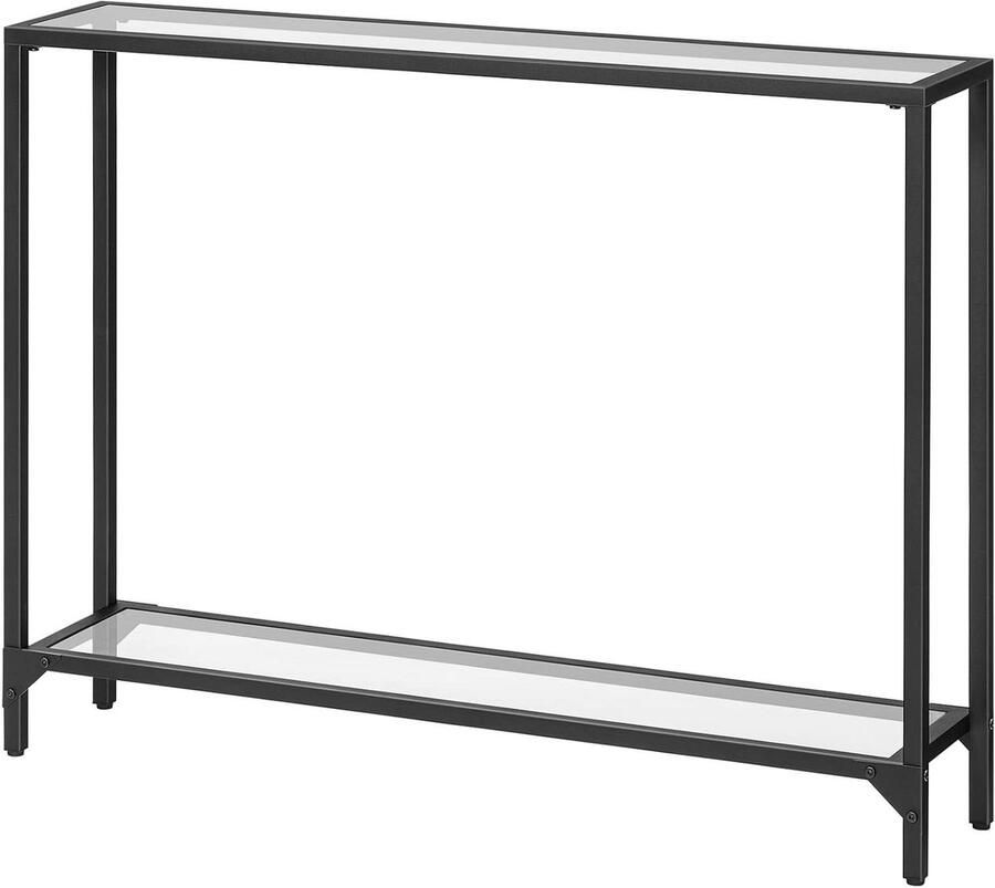 Allecto Plus Consoletafel met gehard glas 100 cm Zwart en transparant EBK04XG01 Woonkamer en hal Klassiek design