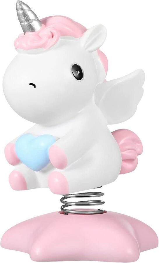 Allecto Plus Dashboard Decoratie Beeldje Unicorn Schuddend Hoofd Roze Auto Ornament Bureau Thuis Vrolijk Creatief Duurzaam Perfect Cadeau Feestdagen Verjaardagen