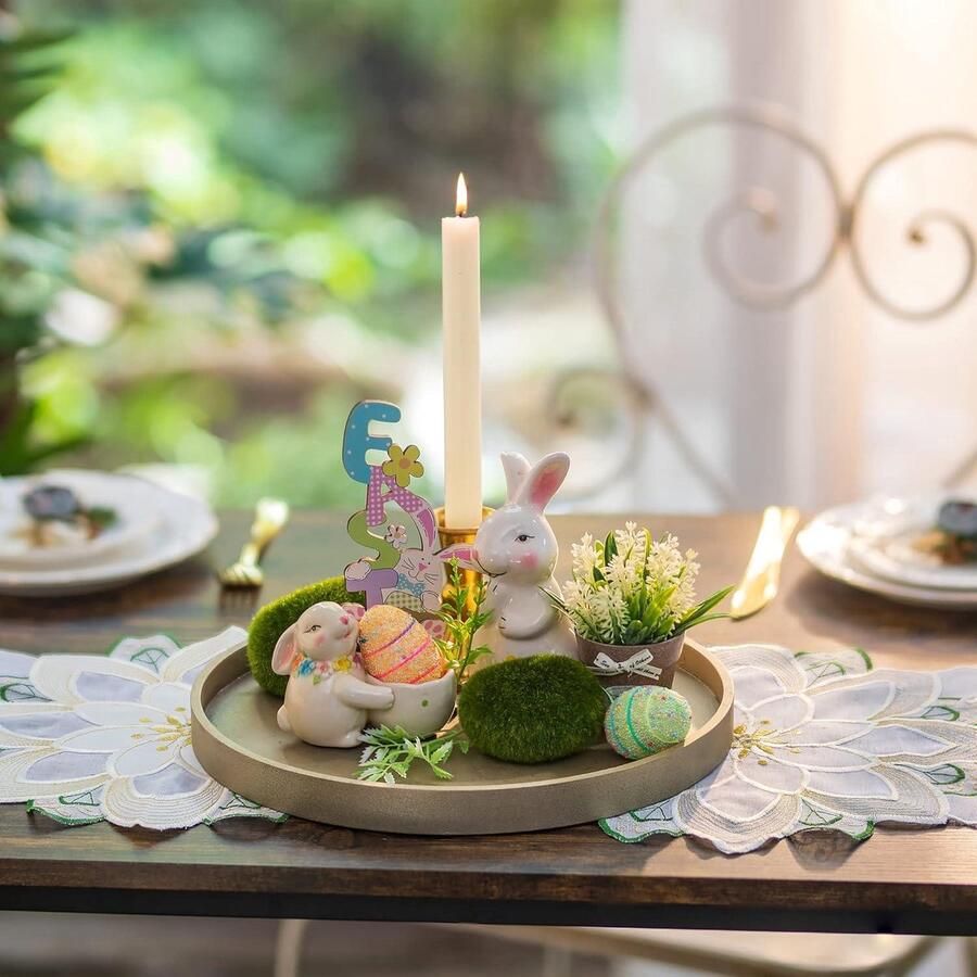 Allecto plus Decoratief houten dienblad goudkleurig 31 cm Rustiek design Landelijke woondecoratie & kaarshouder voor woonkamer poef en keuken Salontafel accessoire