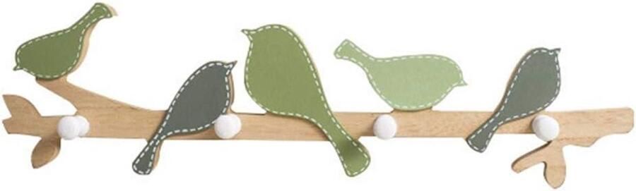 Allecto plus Decoratieve houten wandhaak met 4 haken voor jassen sleutels kleding Vogels op tak ontwerp Handig en stijlvol Houten kapstok met vogeldecoratie