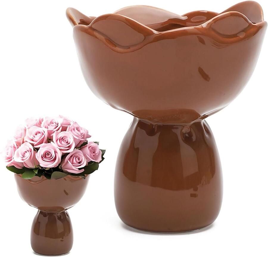 Allecto plus Decoratieve keramische vaas voor bloemen en pampasgras Moderne woondecoratie voor thuis Vaas voor woonkamer eettafel boerderij en kantoor