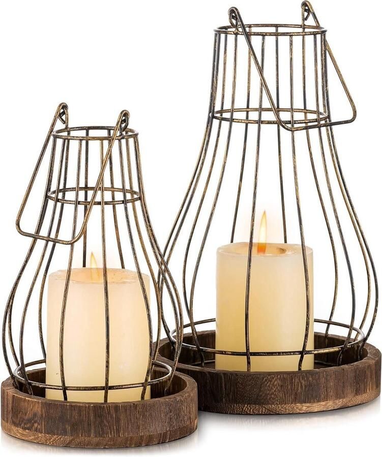 Allecto Plus Decoratieve Lantaarns voor Kaarsen Rustieke Kandelaars Boerderij Woondecoratie voor Woonkamer Keuken Eetkamer Salontafel Buitenallestafel Open Haard Mantel