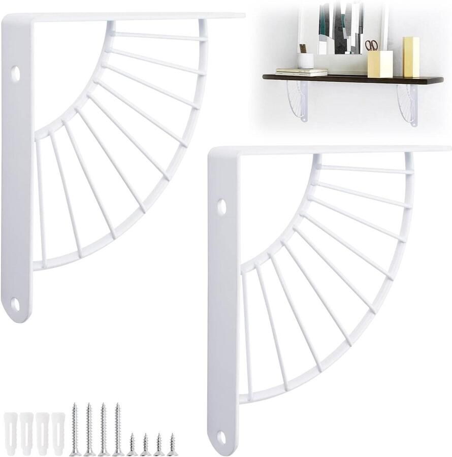 Allecto plus Decoratieve Metalen Beugels voor Drijvende Planken Wit 20CM