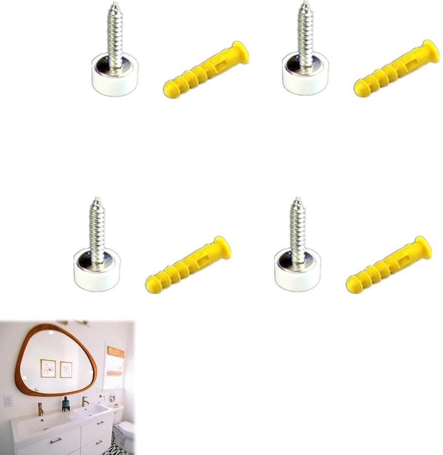 Allecto Plus Decoratieve Spiegelschroeven 4 Stuks Roestvrijstalen Sierschroeven Voor Theetafels en Kledingkasten Modern Design Bevestigingsmateriaal