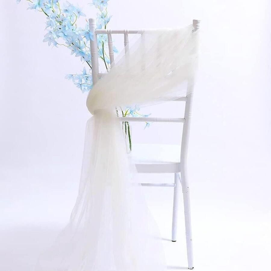 Allecto Plus Decoratieve Stoel linten Set van 2 150 x 200 cm Crème voor Stoelbekleding en Feestdecoratie