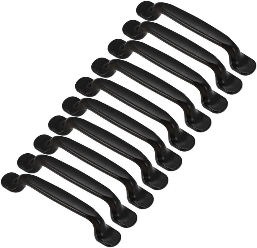 Allecto plus 10 stuks zwarte kastdeur lade handgrepen knoppen 128mm boog vorm pull handvat