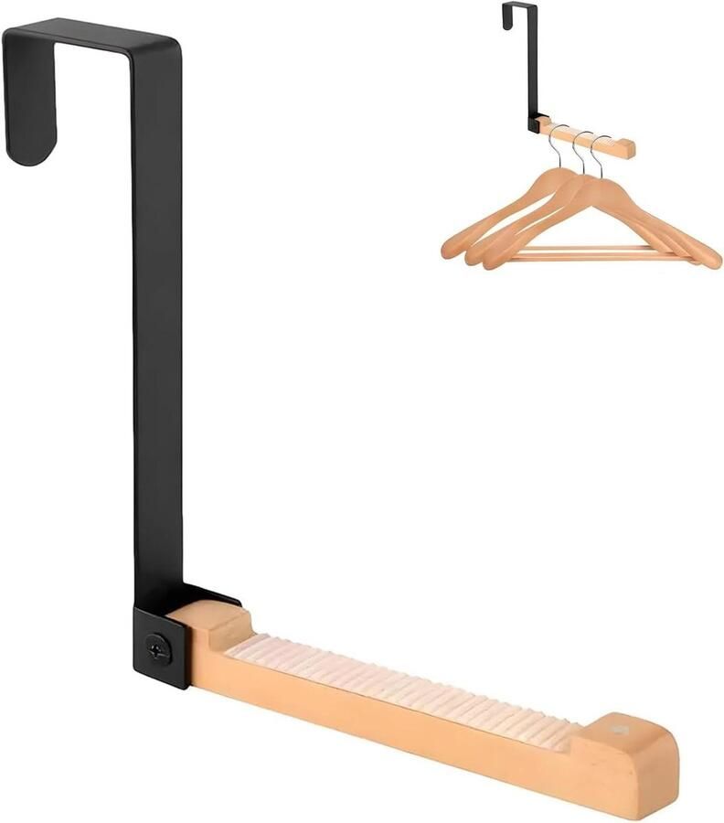 Allecto Plus Deurhaak klaphaak deurkapstok om op te hangen kledinghaken (zwart wit) Ruimtebesparende deurhanger Voor binnen Eenvoudig monteren Trendy design