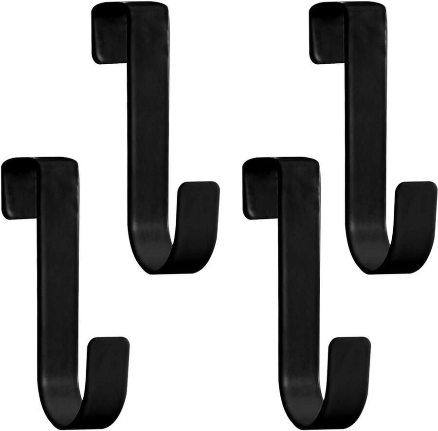Allecto Plus Deurhaken Set van 4 voor badkamer keuken kast slaapkamer Roestvrij staal Zwart