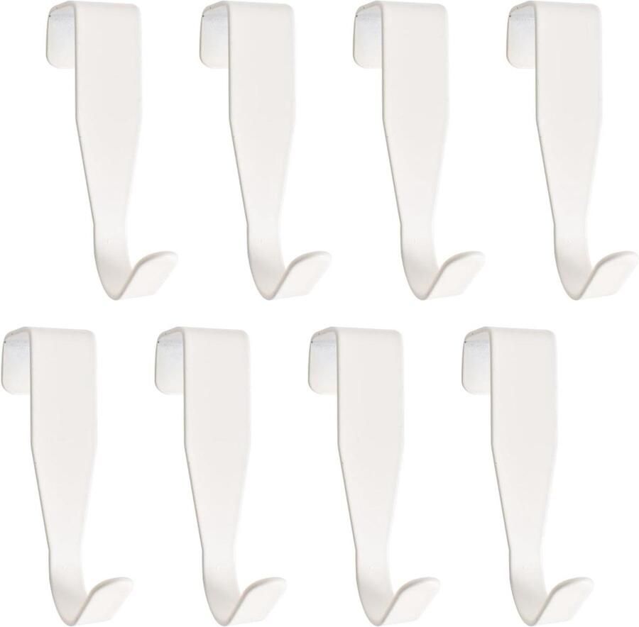 Allecto plus Deurhaken voor kleerhangers 8 stuks kledinghaken witte koolstofstaal slaapkamer badkamer keuken kast