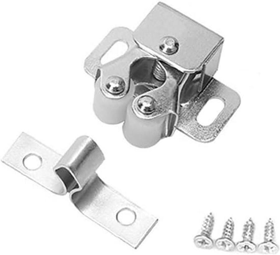 Allecto Plus Deurvergrendeling voor kledingkast 10 stuks Met schroeven Meubelkast hardware Zilver Huismeubilair