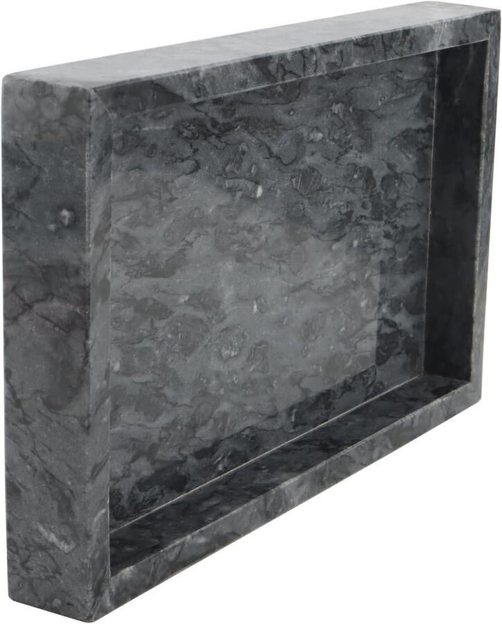 Allecto Plus Dienblad van natuurlijke grijze marmeren steen Decoratief marmeren salontafel dienblad Opberglade voor badkamer 30x20 cm