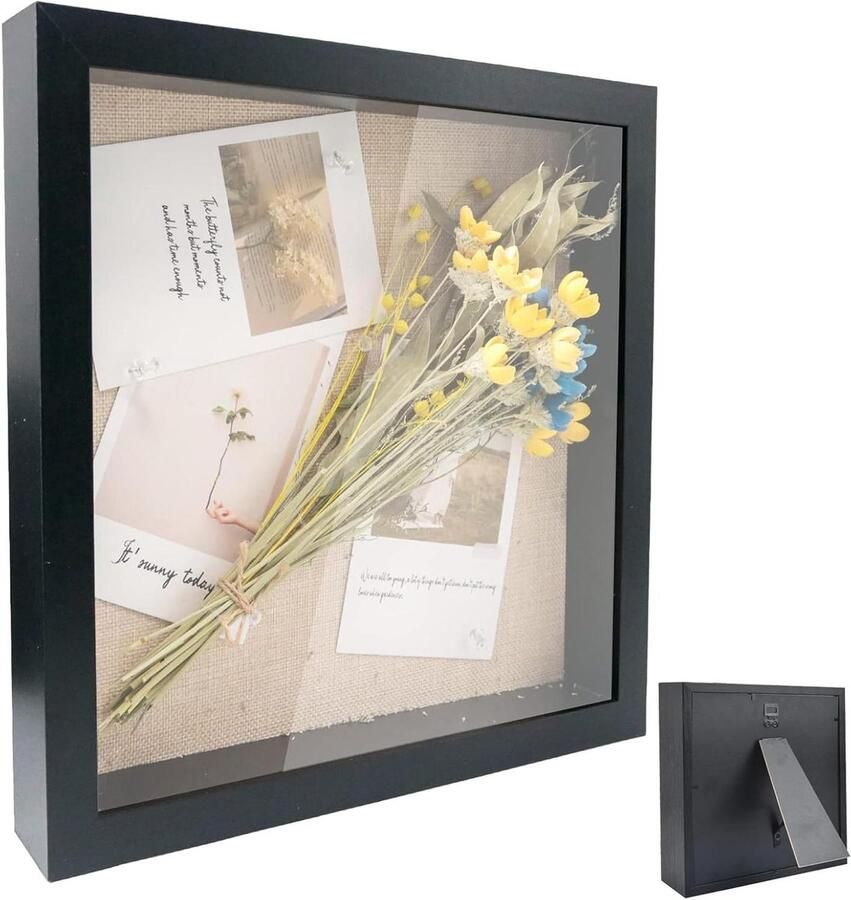 Allecto Plus Diep Fotolijstje voor Vullen 25 x 25 cm Diep Lijstje voor Muur en Tafel 3D Objectlijstje Dieper 3 cm Geschikt voor Driedimensionale Muurdecoratie Zwart