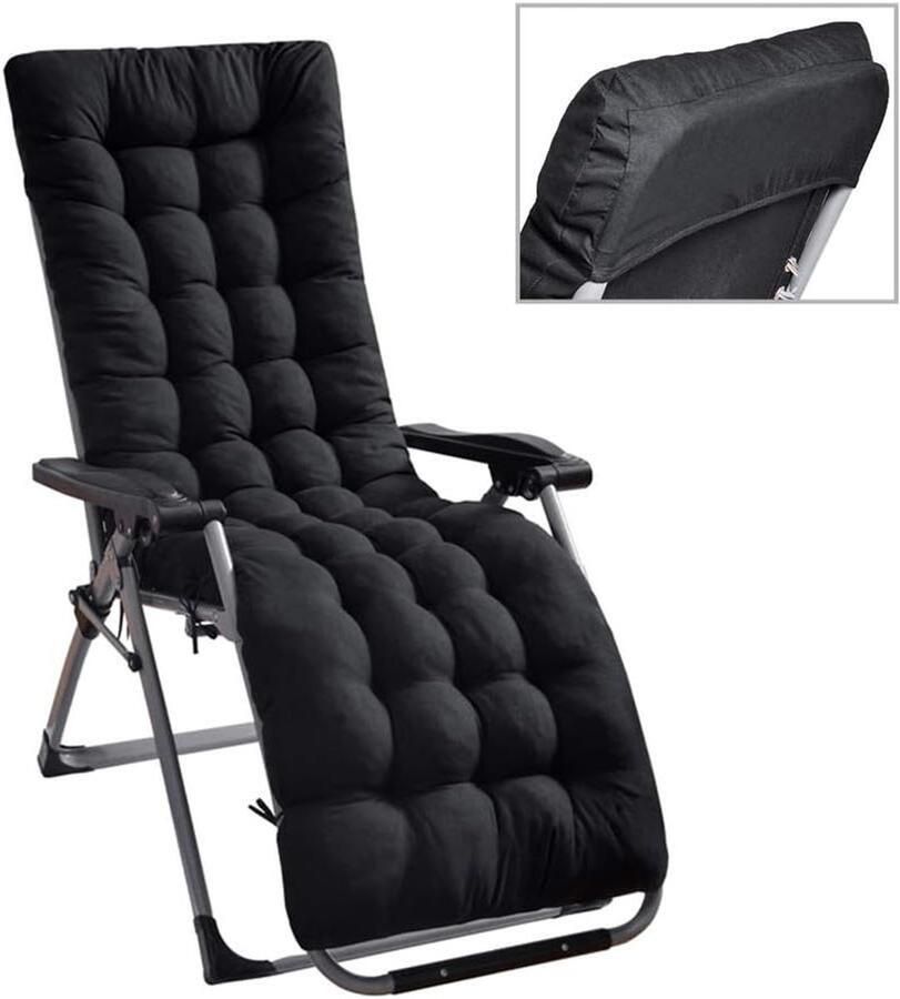 Allecto plus Dikke Vervangende Tuin Ligstoel Kussens Comfortabele Lounge Kussen Pad Tuin Fauteuil Chaise Lounge Stoel Zwart