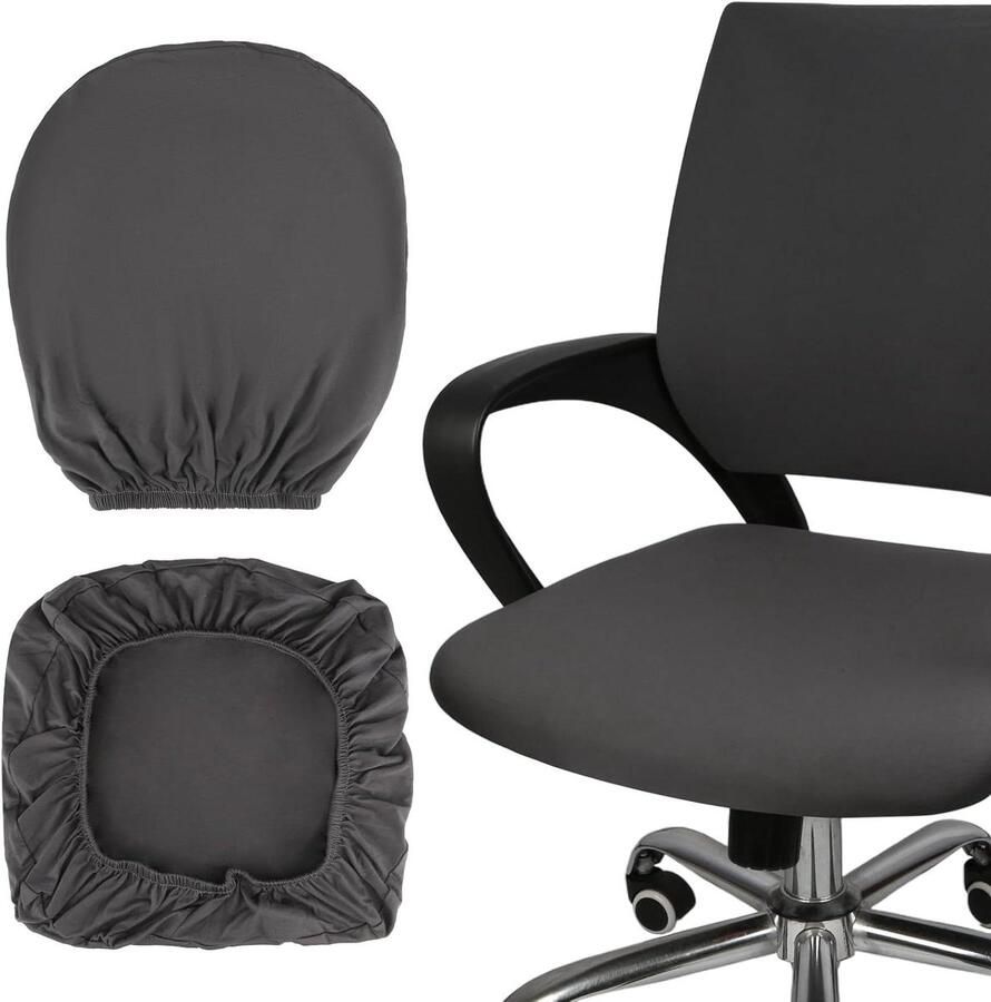 Allecto plus Donkergrijze bureaustoelhoes wasbare overtrek elastische hoes voor bureaustoel