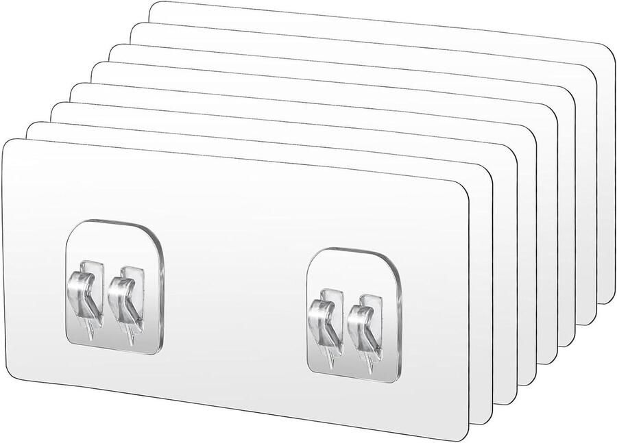 Allecto Plus Douche Caddy Zelfklevende Haken Transparant en Waterdicht Geen Boren Nodig Wandplank Haak Sticker Douchehoekplank Haken voor Badkamer Keuken Douche Caddy Hoek (8 stuks)