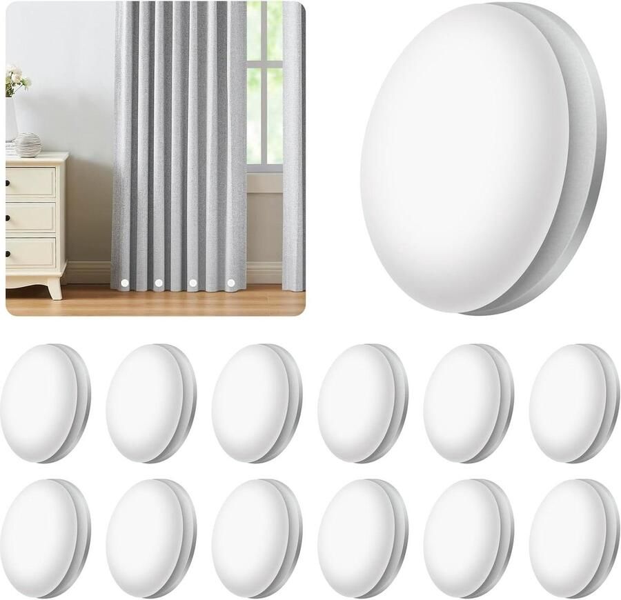 Allecto Plus Douchegordijnmagneten Set van 12 stuks Magnetische Gordijnverzwaringen Voor Douchegordijnen en Tafelkleden Wit Waterdicht materiaal Badkameraccessoires