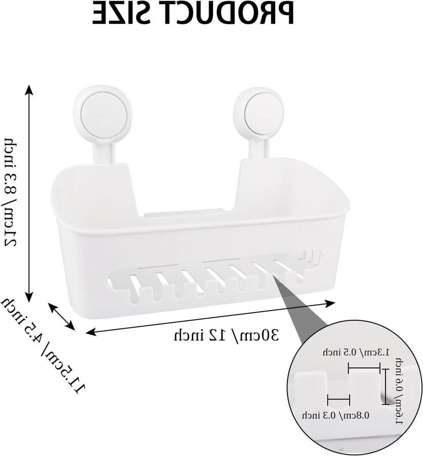 Inovra Plus Witte Doucheplankjes met Zuignappen Badkamerrek voor Douche Maximaal 10 kg Wandrek met Afvoeropeningen Set van 2 stuks
