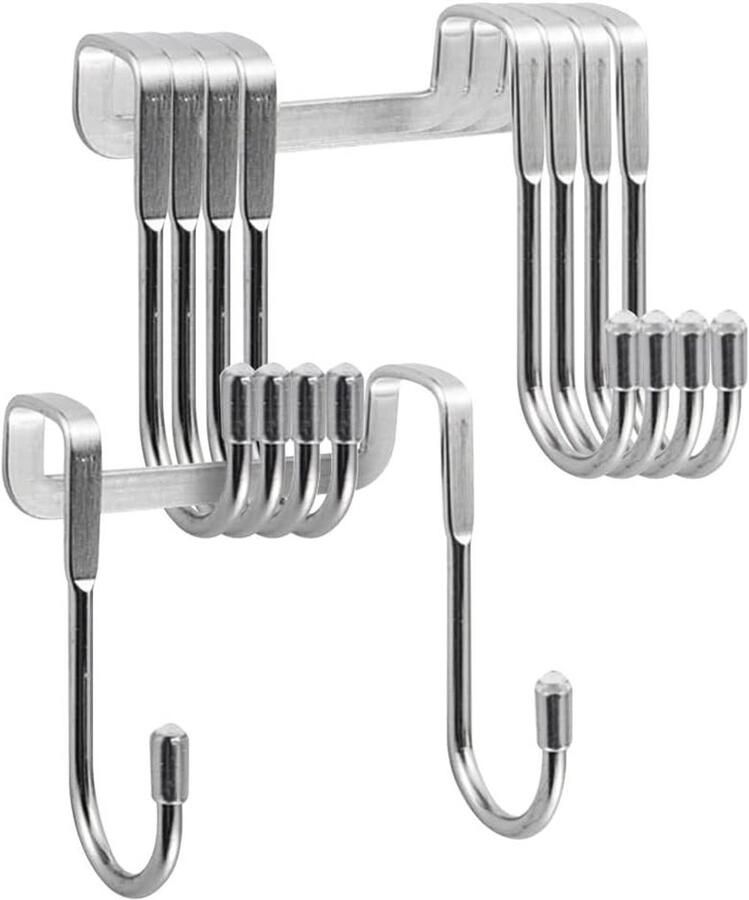 Allecto Plus Douchescherm Haken 5 Stuks 2cm Zonder Boren Handdoekhaak Badkamer en Keuken Accessoires S-vormig Design Voor Douche Lade Kast Kledingkast