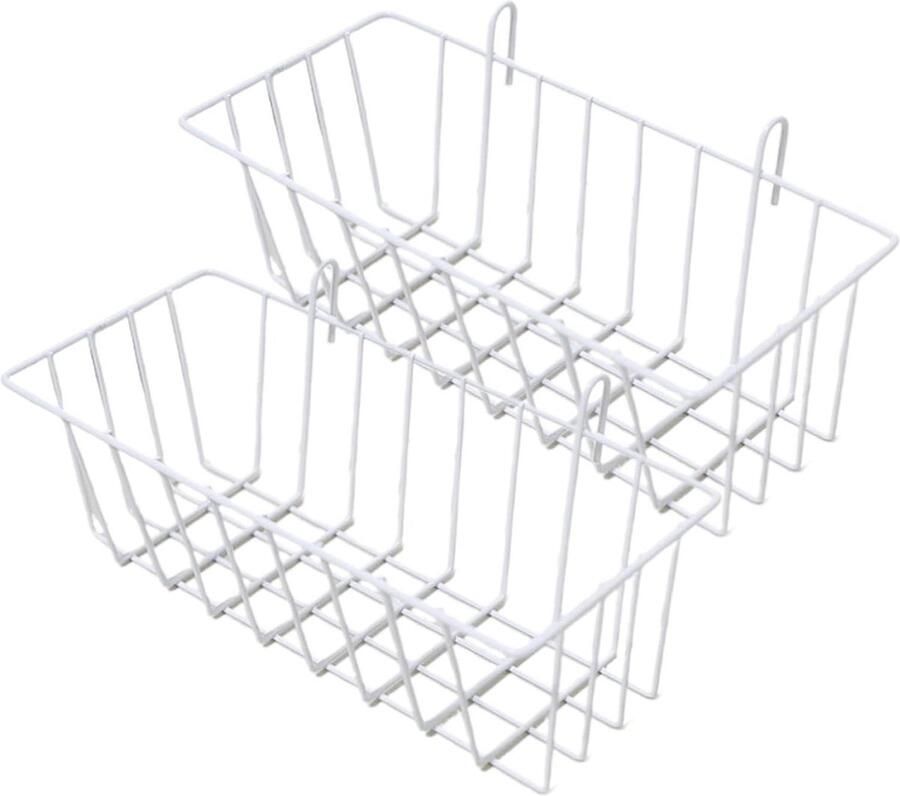 Allecto Plus Draad Wandrek zonder boren 2 stuks Rooster Wandmanden Wand Organizer Fotowand Decoratie Wit