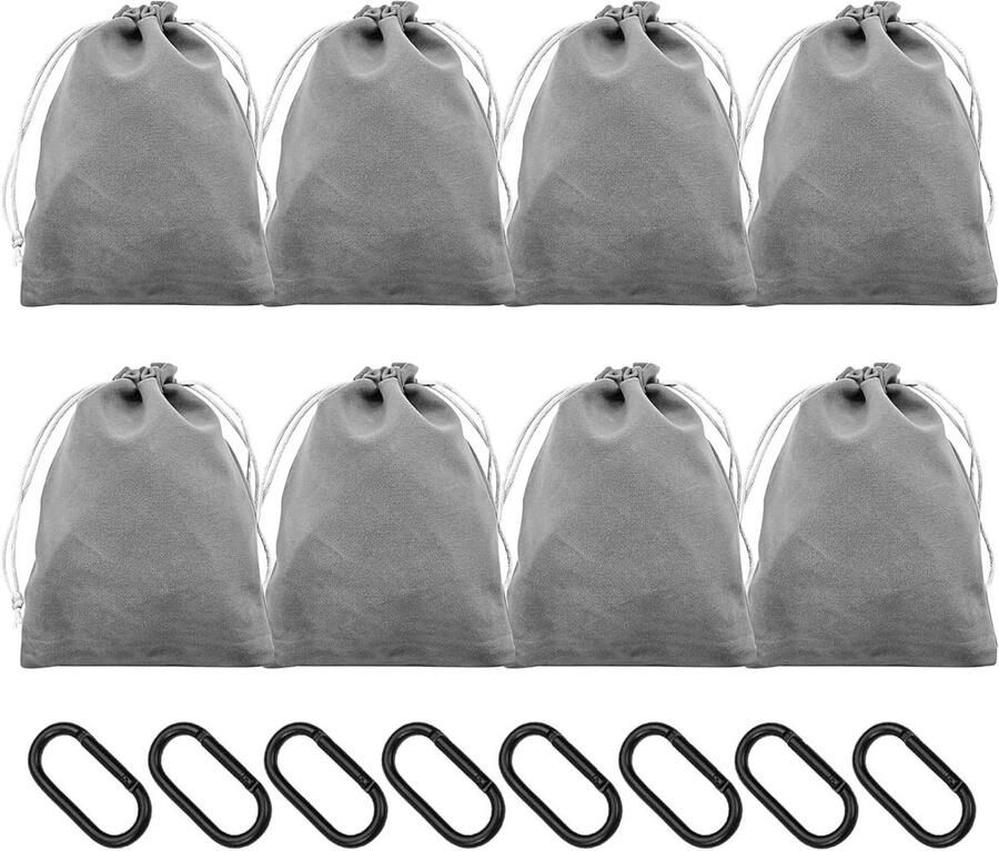 Allecto plus Draagbare gewichtszakken voor buitengordijnen 8 zakken haken en clips Windpreventie voor paviljoens tenten tafelkleden