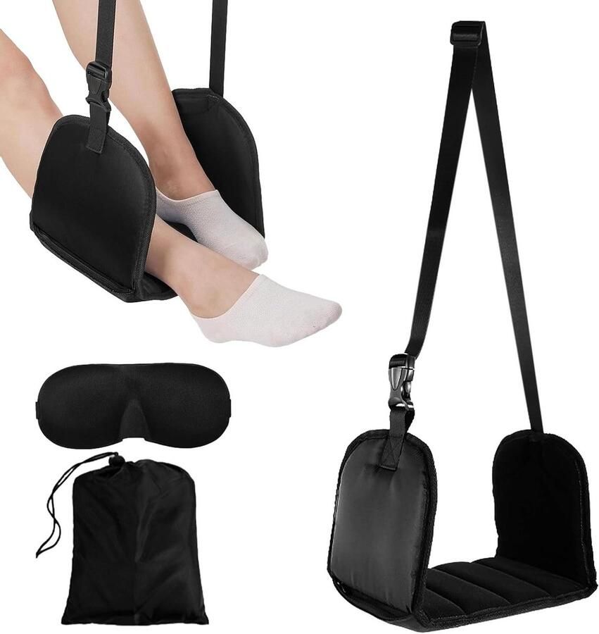 Allecto Plus Draagbare vliegtuig voetensteun voor comfortabele reizen In hoogte verstelbare vliegtuigbeensteun Ideaal voor kantoorpauzes