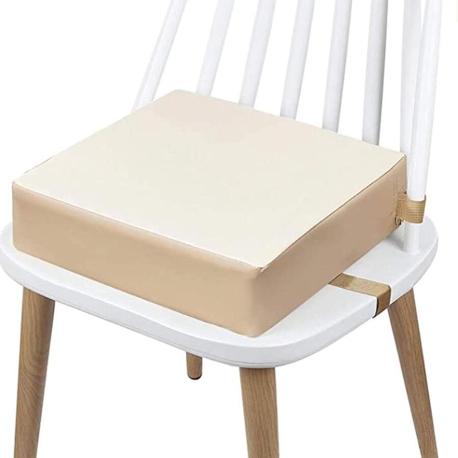 Allecto Plus Draagbare zitverhoging voor hoge stoel met veiligheidsgesp Wasbaar Ideaal voor maaltijden en reizen Bamboe Kinderen Beige