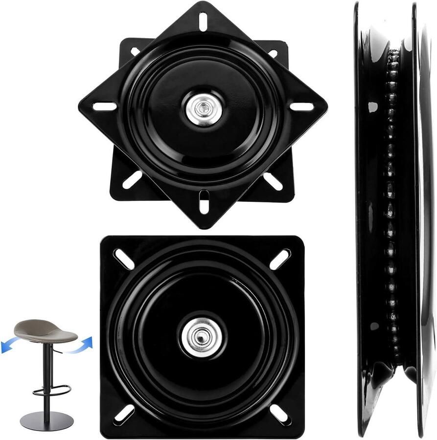 Allecto plus Draaibaar draaiplateau 175 mm zwart 200 kg belasting Stoel Barkruk Rotationeel Roestvrij staal 360 graden draaibeweging