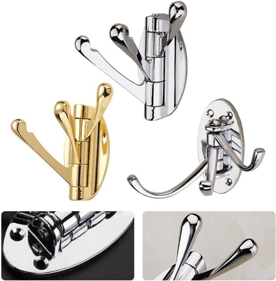 Allecto Plus Draaibare Kapstokhaak van Massief Metaal voor Badkamer en Keuken Zwenkarm Muurbevestiging Zilverkleurig Stijl B