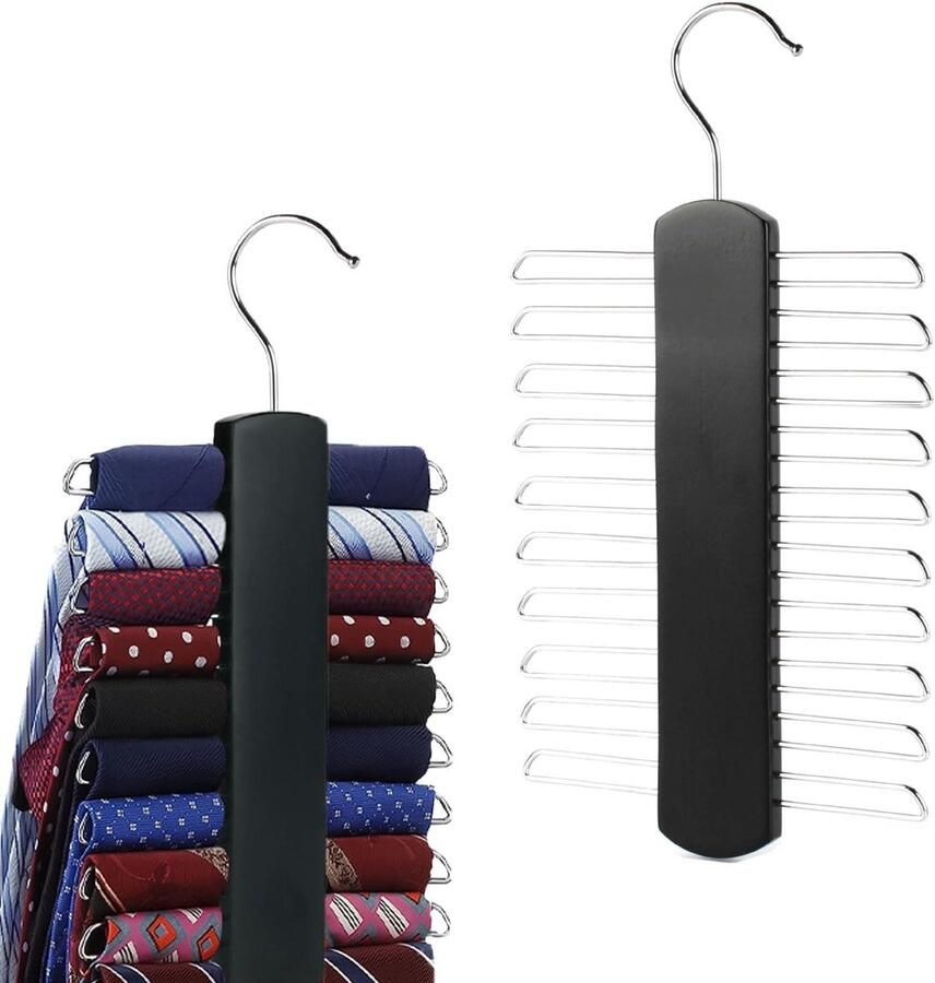 Allecto plus Draaibare stropdashanger voor riemen sjaals en dassen met metalen scheidingswanden