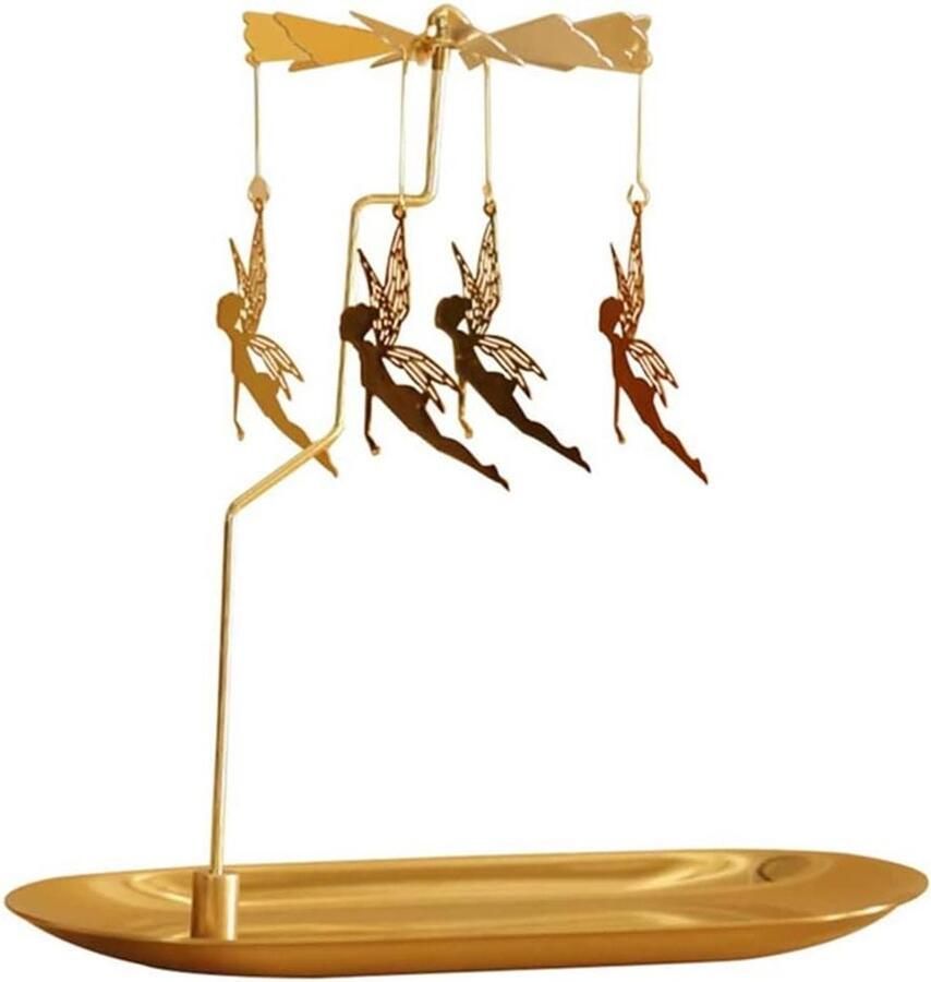 Allecto Plus Draaiende kaarsenhouder met gouden kaars spinner decoratie voor tafel Valentijnsdag en kerstfeest cadeau kaarsenhouder met dienblad