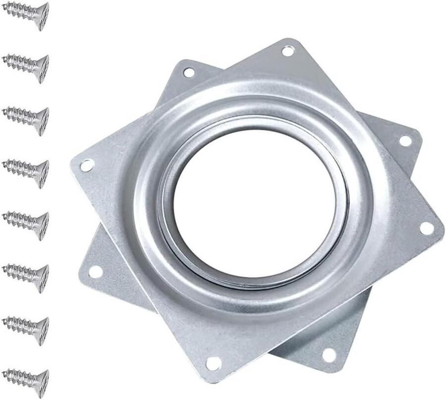 Allecto Plus Draaischijf 10 cm Draailager Draaikrans met Drukkogellagers Stabiel Draaisysteem voor Draaitafel TV Eettafel Rotatie Plateau Meubel Onderstel Flexibele Stoelen Draaiplateau Grijs