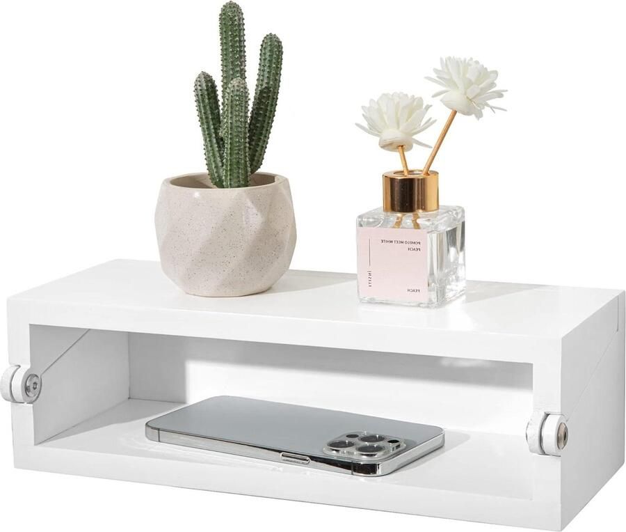 Allecto plus Drijvend Nachtkastje Wit Kleine Wandmontage Opvouwbare Planken Moderne Slaapkamer Woonkamer Decor 32x12x10cm