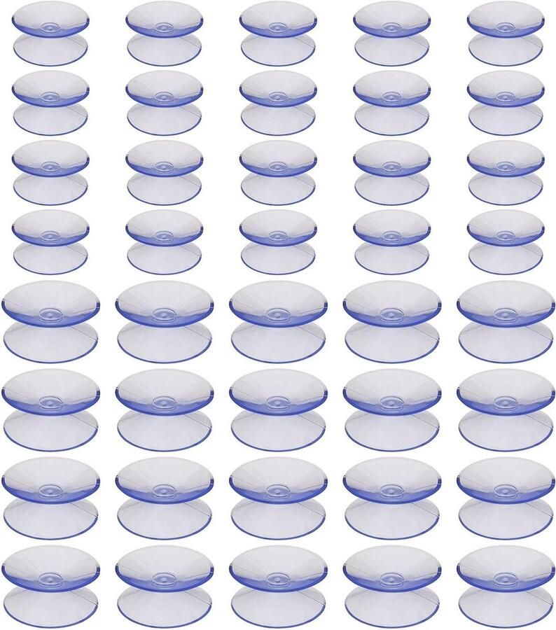 Allecto Plus Dubbelzijdige zuignappen transparant PVC 40 stuks Geschikt voor glas tafel spiegel raam marmer aquarium 2cm diameter 3cm Veelzijdig gebruik