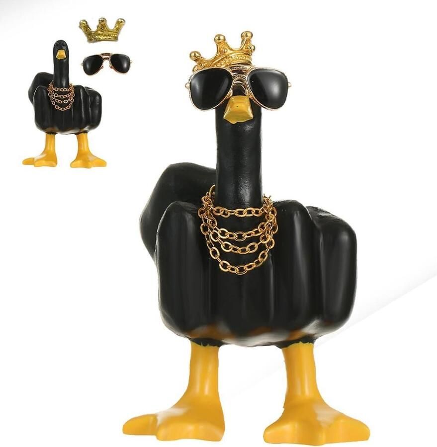 Allecto Plus Eend Standbeeld voor Woonkamer Boekenkast Decoratie Grappig Speels Design Resin Home Office Verjaardag Kerstdecoratie