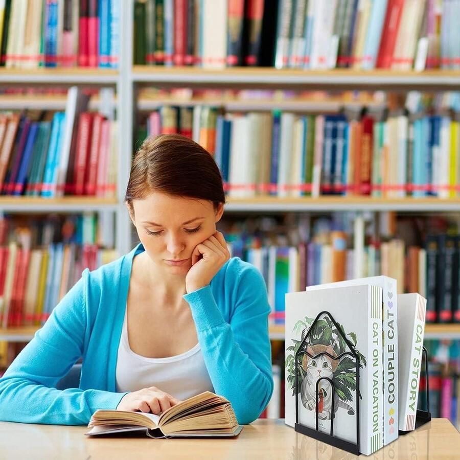 Allecto plus Eenvoudige Zwarte Potlood Patroon Boekensteunen Kinderen Bureau Planken School Decoratie Boek Organizer