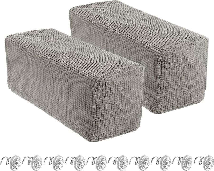 Allecto plus Elastische armleuninghoezen voor meubelbescherming in taupe Set van 2 stuks