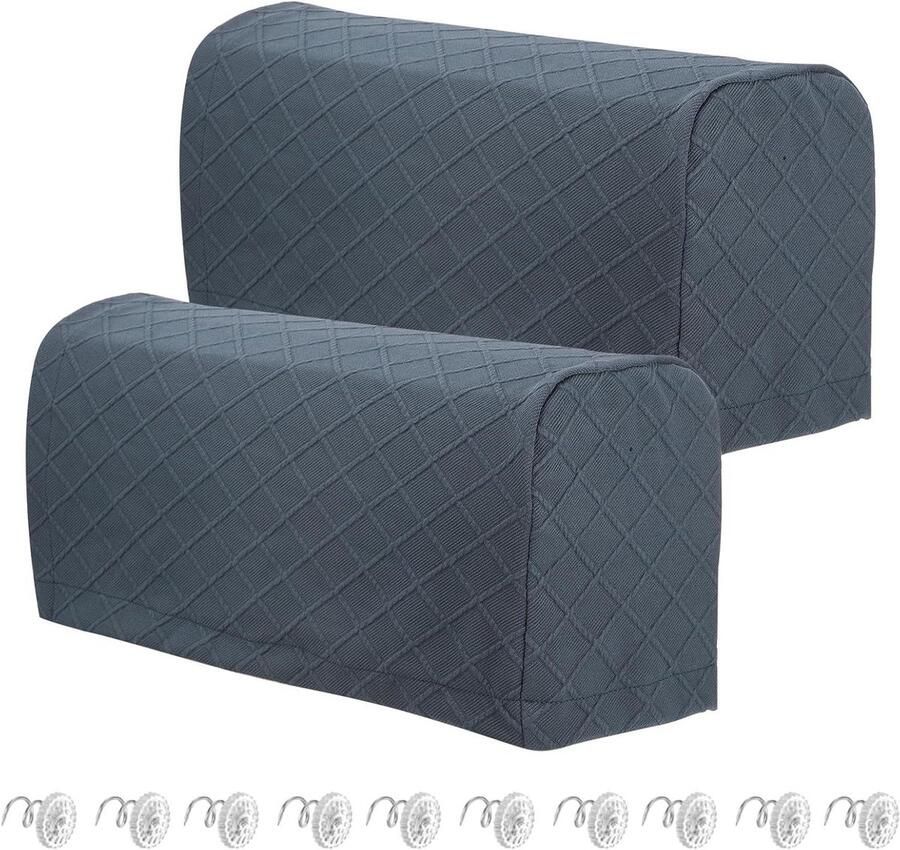 Allecto plus Elastische Armleuninghoezen voor Bank Antislip Bescherming Grijs Set van 2