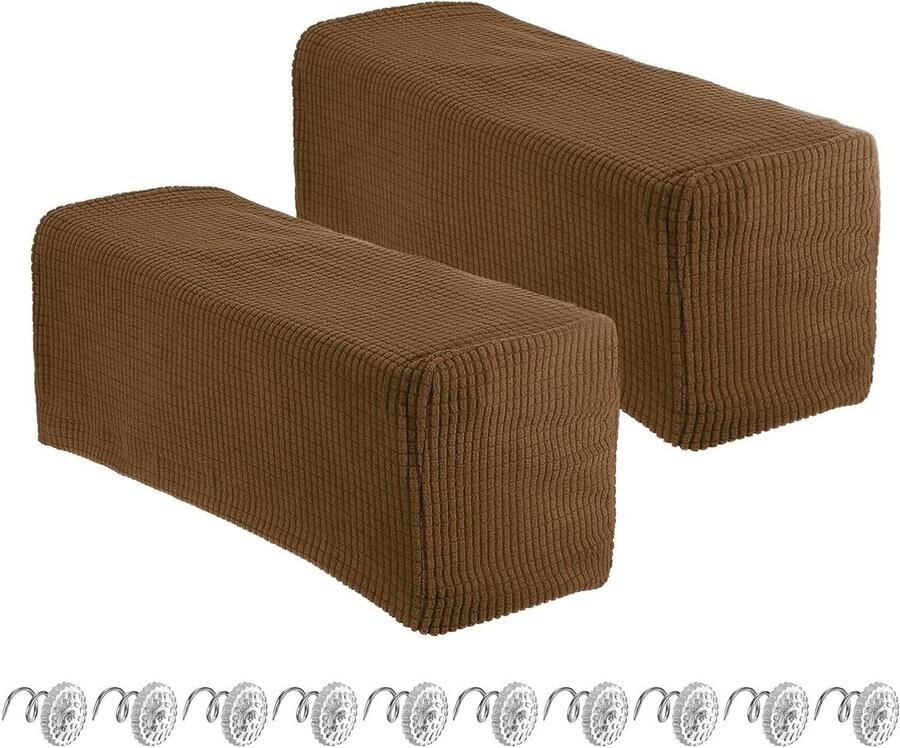 Allecto plus Elastische armleuninghoezen voor stoelen en banken Set van 2 Armleuningbeschermers met schroefnaald Meubelbescherming voor stoel bank fauteuil café