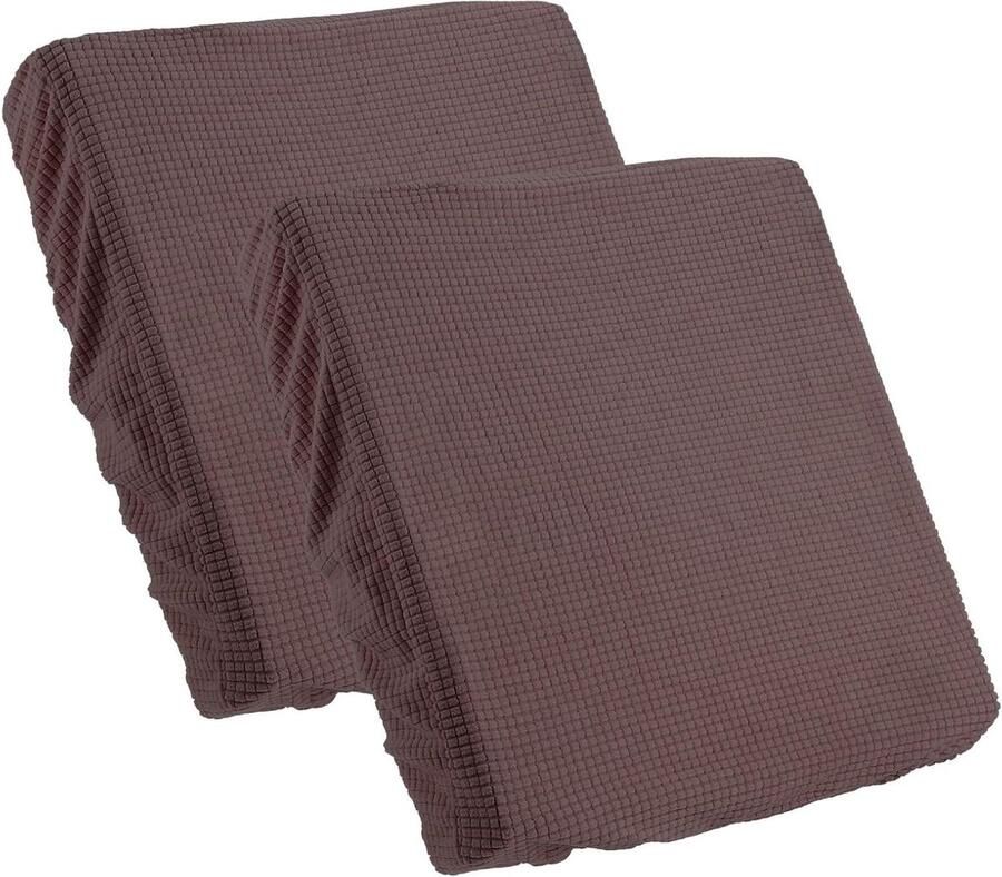 Allecto Plus Elastische bankhoezen voor kussens 50 x 50 cm Magische bankovertrek Wasbaar en antislip Koffie Set van 2 stuks