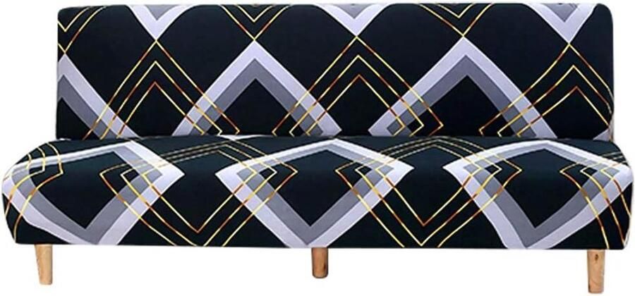 Allecto Plus Elastaan Hoes voor Armloze Slaapbank Print Antislip Inklapbare Bank Bescherming 2- of 3-zitsbank 180-210 cm Lingge Patroon