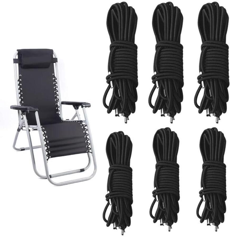 Allecto Plus Elastische koorden voor Zero Gravity Stoel reparatiekoord 6 stuks met gereedschap