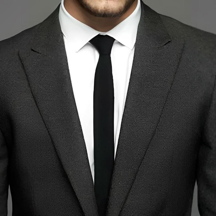 Allecto Plus Elegante zwarte herenstropdas voor kantoor en bruiloft Geschikt voor werkfeest 1 stuk