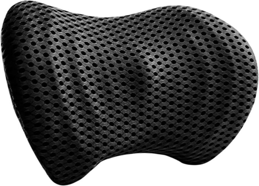 Allecto plus Ergonomisch lendenwervelkussen voor auto en bureaustoel Verstelbare riem Traagschuim Zwarte lendensteun rug Autostoelen en bureaustoel Lumbale kussen met riem Comfortabel en ondersteunend