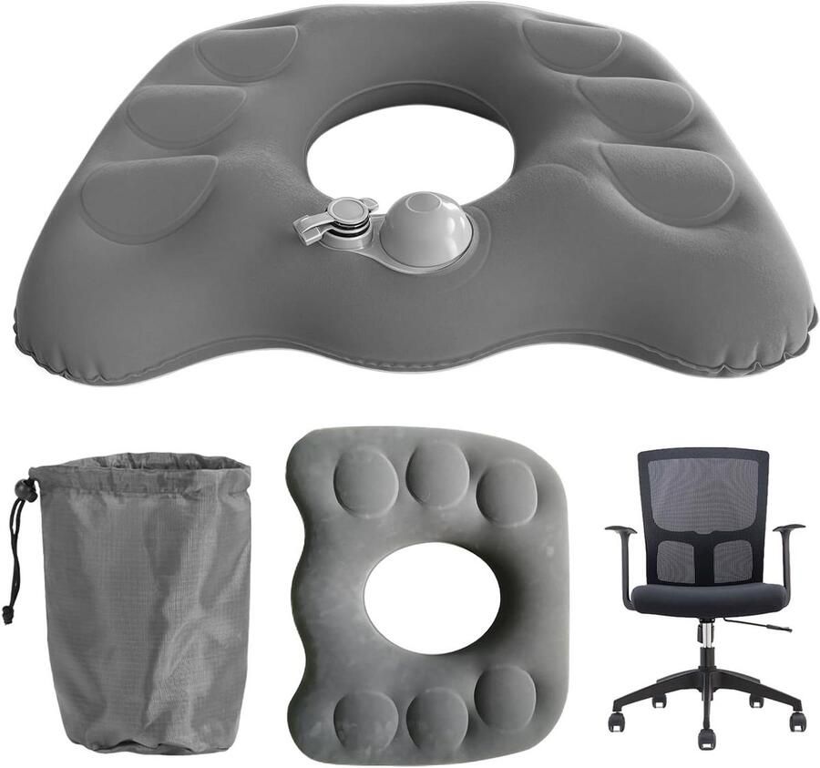 Allecto Plus Ergonomisch orthopedisch zitkussen voor stuitbeen en rugpijn Opblaasbaar donutkussen voor aambeien Ideaal voor bureaustoel Comfortabel stuitbeenkussen met gat Verlichtende ondersteuning met luxe uitstraling
