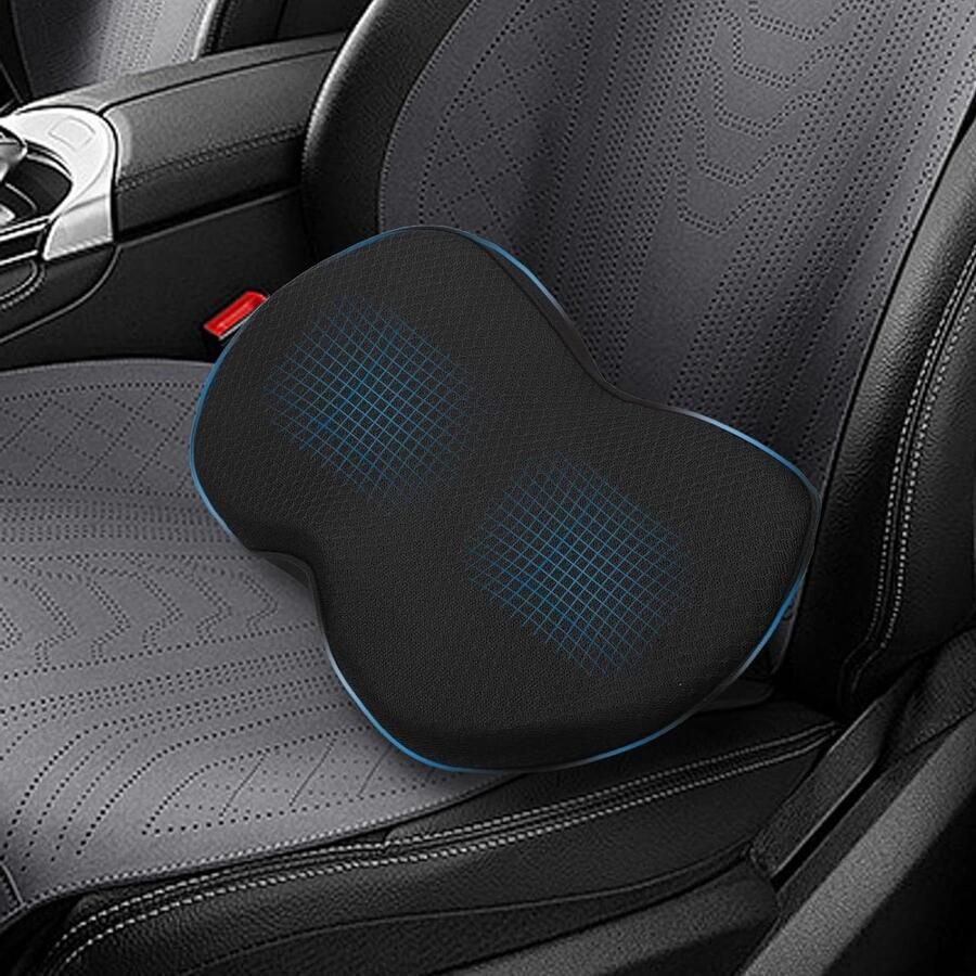 Allecto Plus Ergonomisch wigkussen voor auto Zitverhoging volwassenen Traagschuim zitkussen Pijnverlichting Auto bureaustoel zwart Comfortabel zitten met dit wigkussen