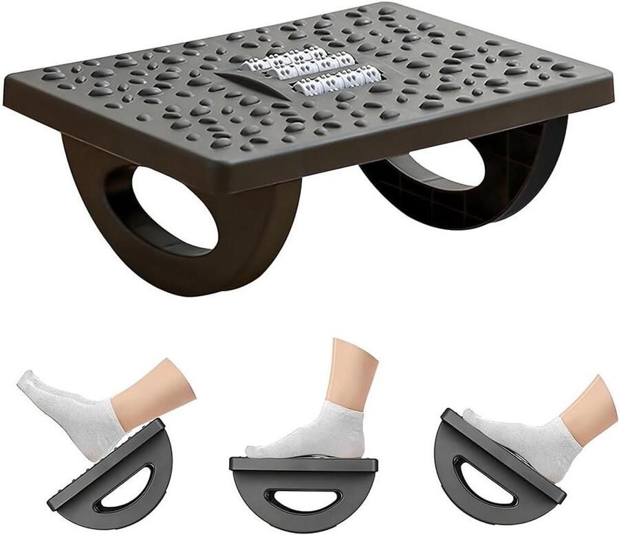 Allecto Plus Voetsteun voor bureau met massagefunctie en antislip oppervlak voor kantoor en thuis Comfortabele ondersteuning voor je voeten