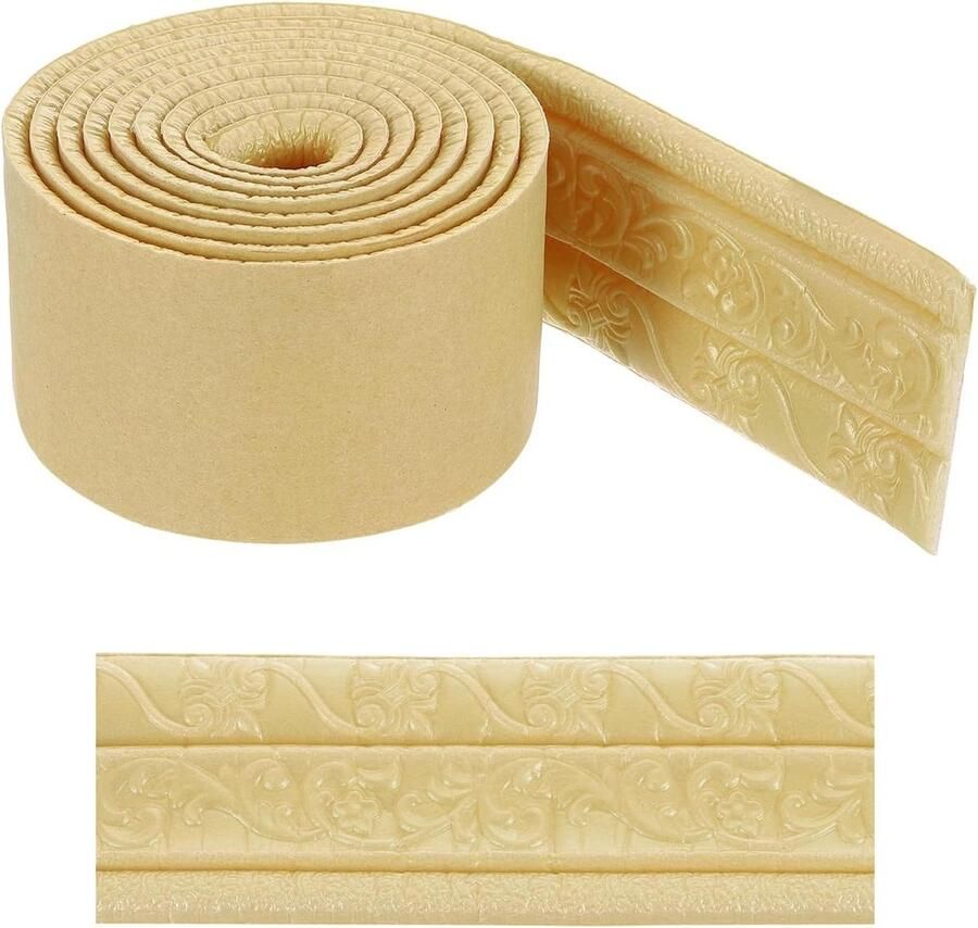 Allecto plus Flexibele 3D-wandranden van verdikte zelfklevende folie 250 x 3 1 cm ideaal voor spiegel muur en kast goudkleurig eenvoudige bevestiging